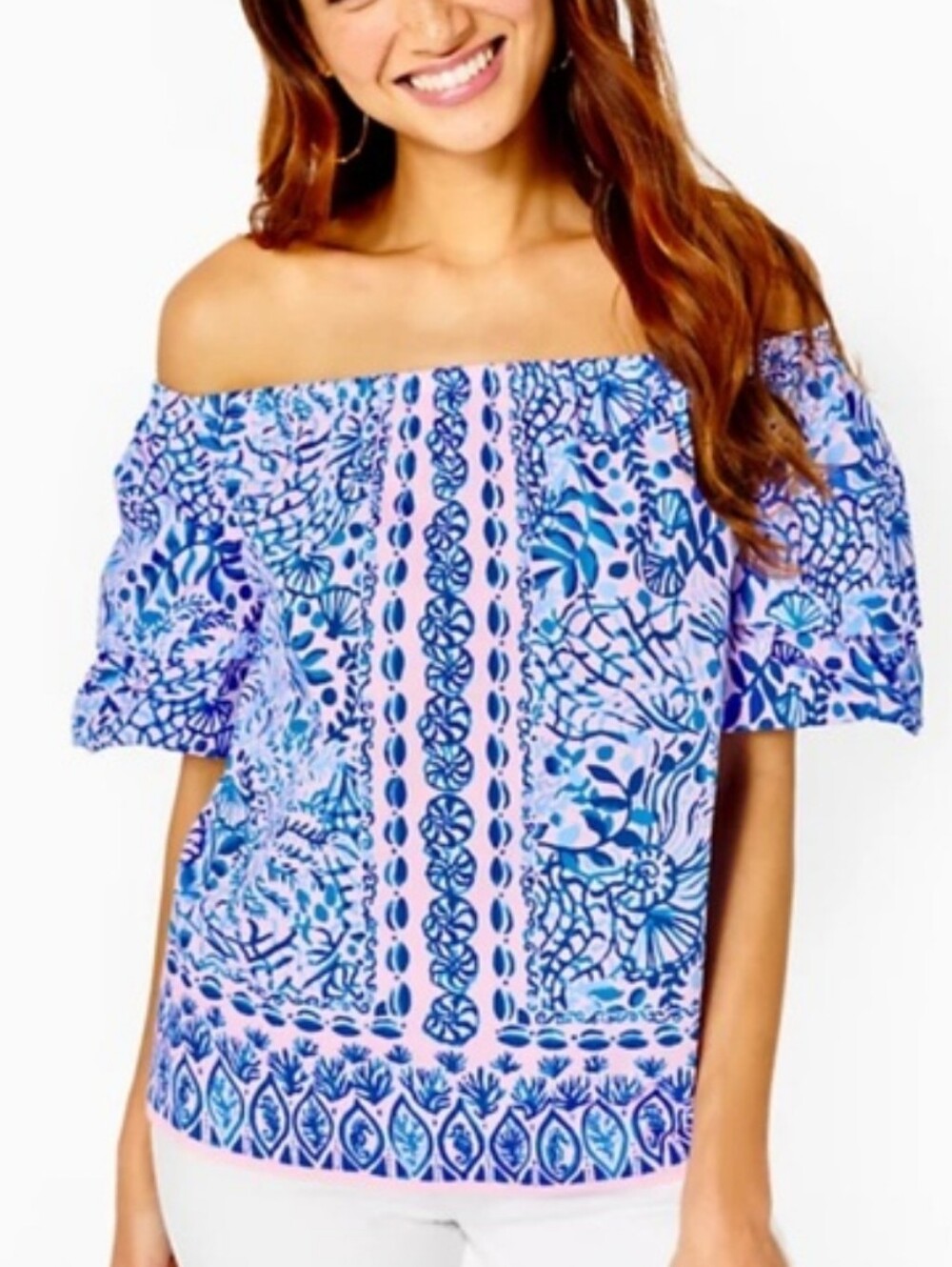 Lilly Pulitzer NWT Frankee Calla Lilly Pink Off-Shoulder Top